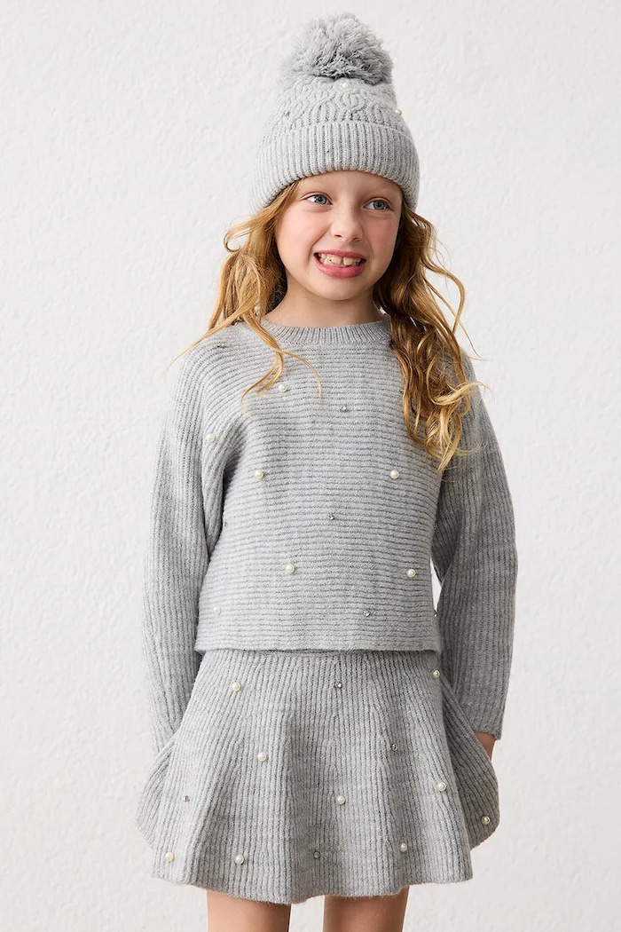 Sweter dziecięcy z dodatkiem wełny Mayoral szary 4322.6K.Mini.9BY2