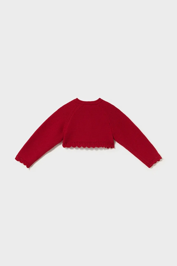 Mayoral kardigan dětský s bavlnou 308.4L.Baby.9BY2 červená AW26