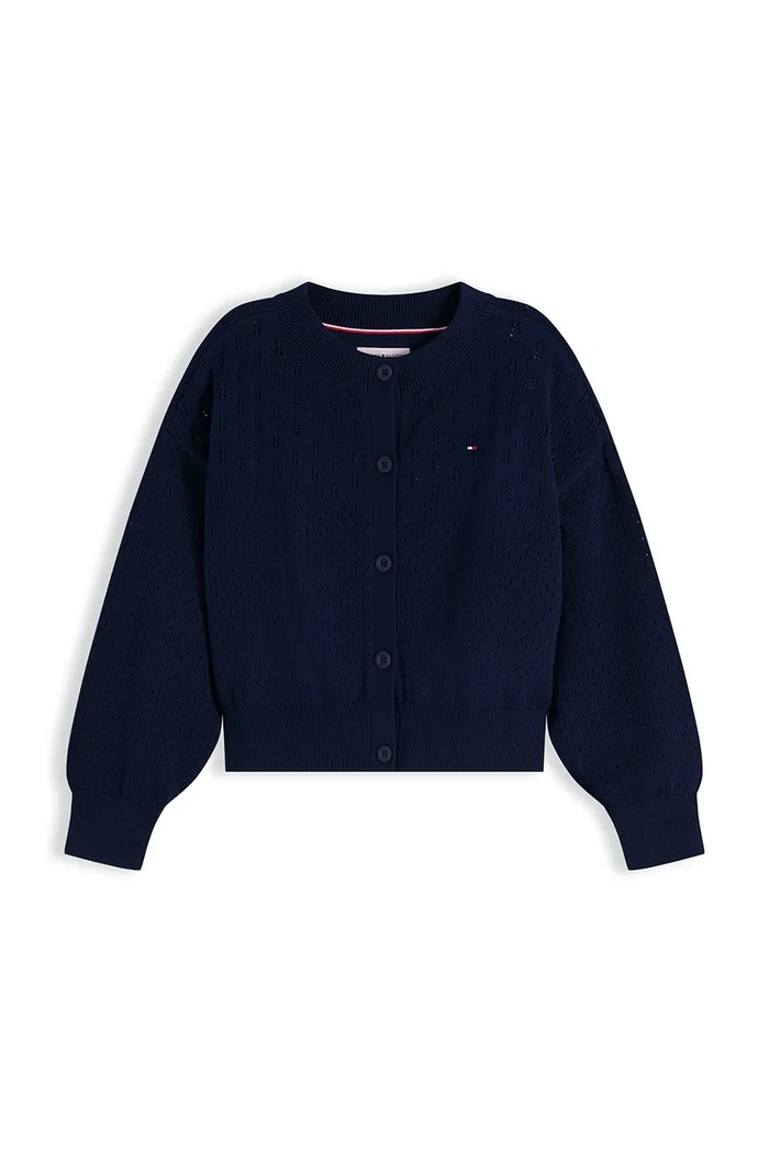 Tommy Hilfiger kardigan dziecięcy bawełniany KG0KG09503.104.122.9BY2 granatowy AW26
