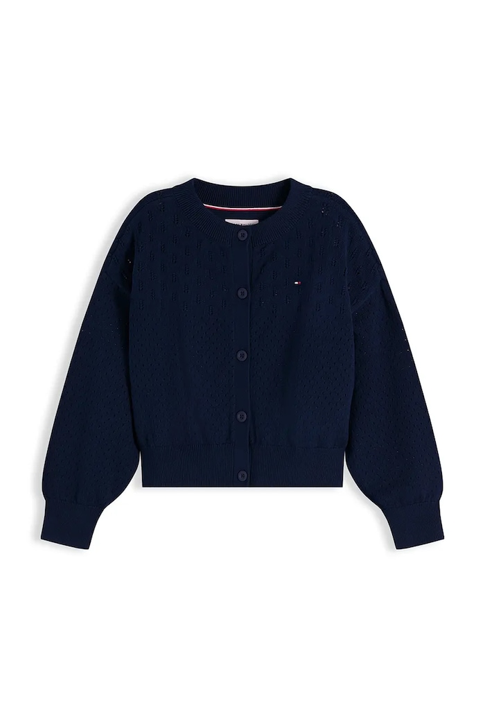 Tommy Hilfiger kardigan dziecięcy bawełniany KG0KG09503.104.122.9BY2 granatowy AW26
