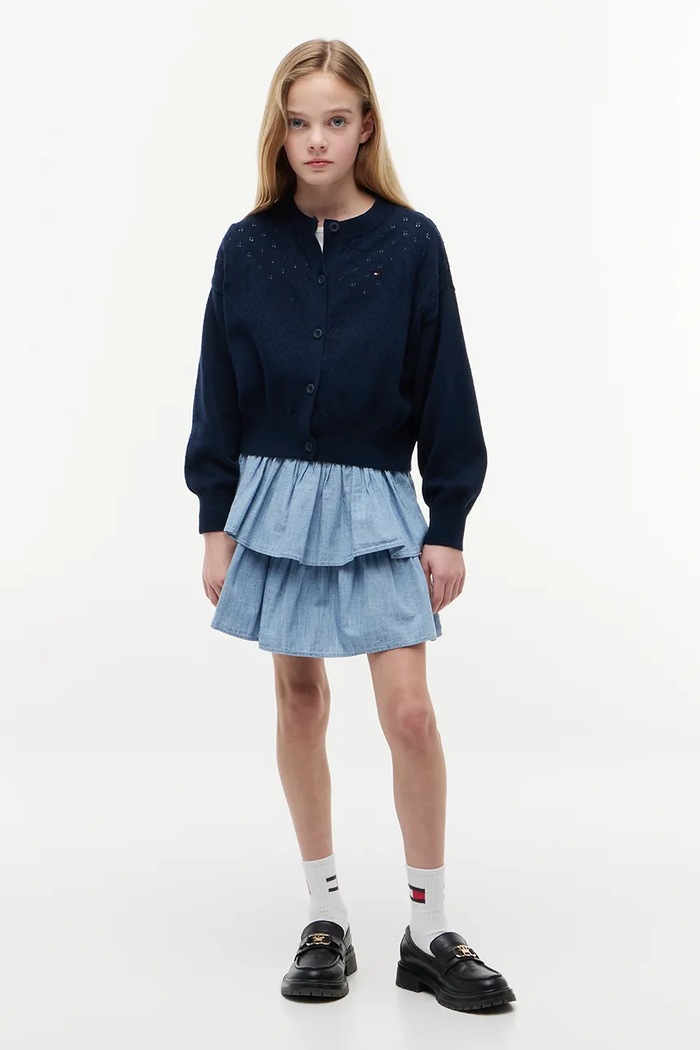 Tommy Hilfiger kardigan dziecięcy bawełniany granatowy KG0KG09503.104.122.9BY2