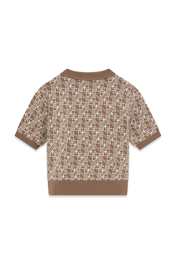 Guess sweter z krótkim rękawem dziecięcy z dodatkiem wełny J6YR18.Z1175.9BY2 brązowy AW26