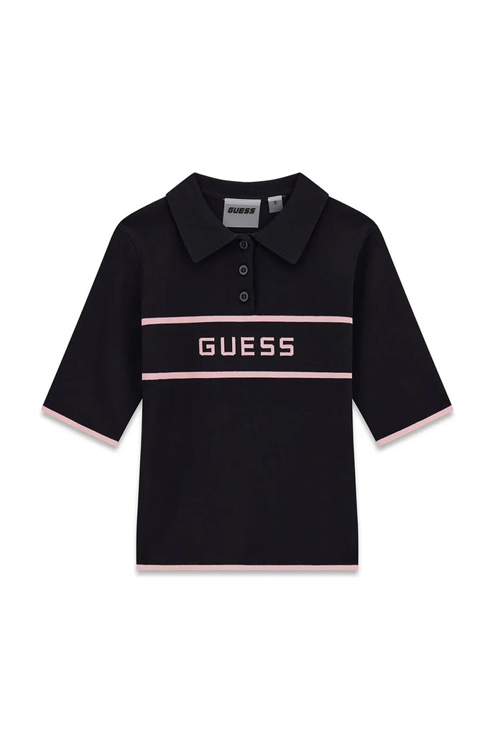 Guess sweter z krótkim rękawem dziecięcy z wiskozą czarny J6YR16.Z1089.9BY2