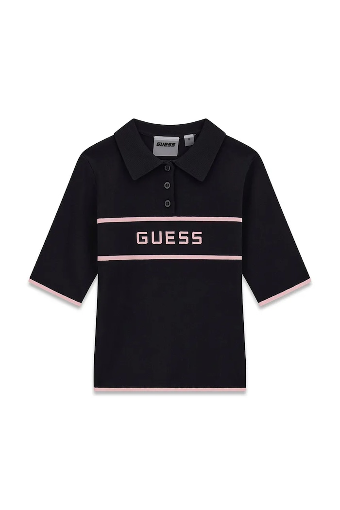Guess sweter z krótkim rękawem dziecięcy z wiskozą czarny J6YR16.Z1089.9BY2