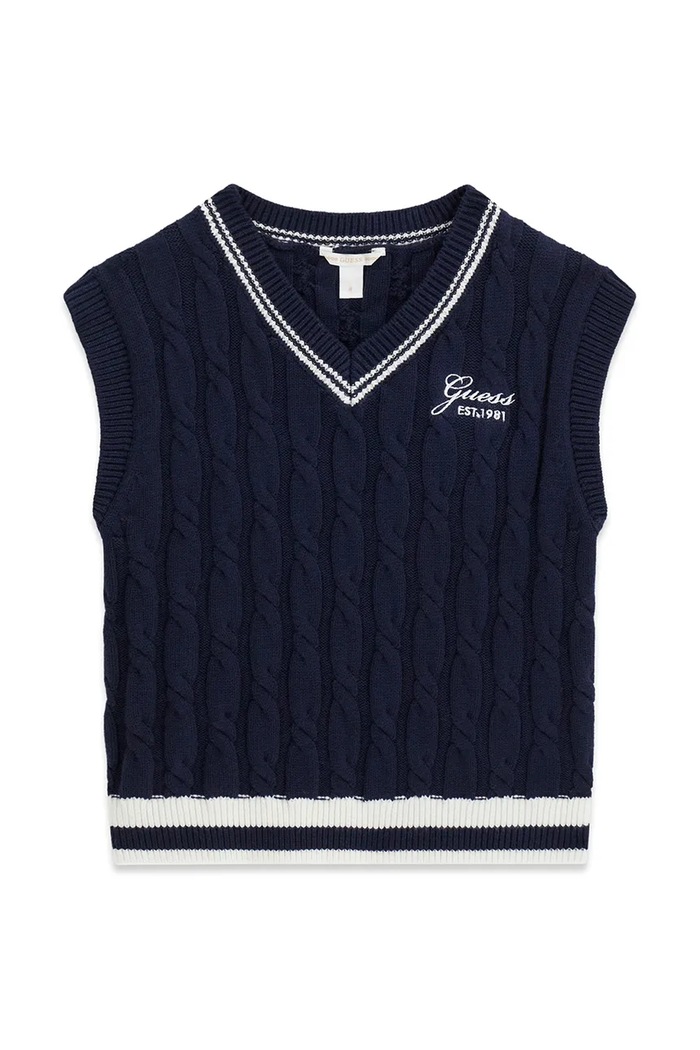 Guess kamizelka dziecięca z dodatkiem wełny J6YR05.Z0835.9BY2 granatowy AW26
