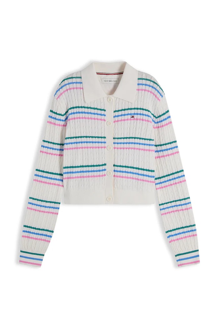 Tommy Hilfiger kardigan dziecięcy z bawełną KG0KG09429.9BY2 biały AW26