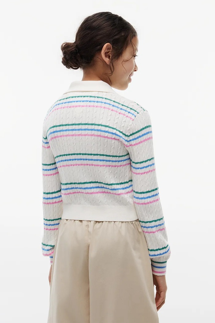 Dziewczynka Tommy Hilfiger kardigan dziecięcy z bawełną KG0KG09429.9BY2 biały