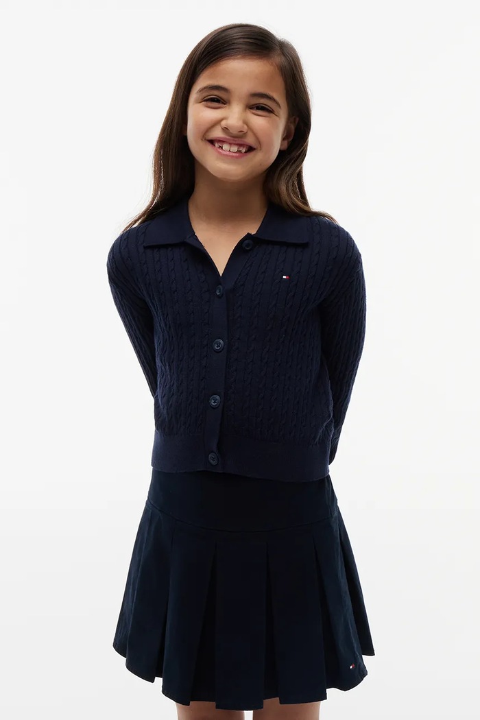 Tommy Hilfiger kardigan dziecięcy z bawełną granatowy KG0KG09429.9BY2