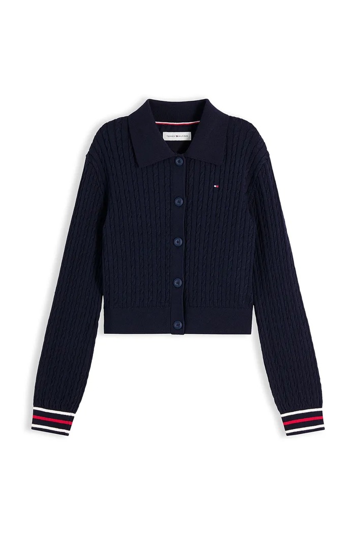 Tommy Hilfiger kardigan dziecięcy z bawełną KG0KG09429.9BY2 granatowy AW26
