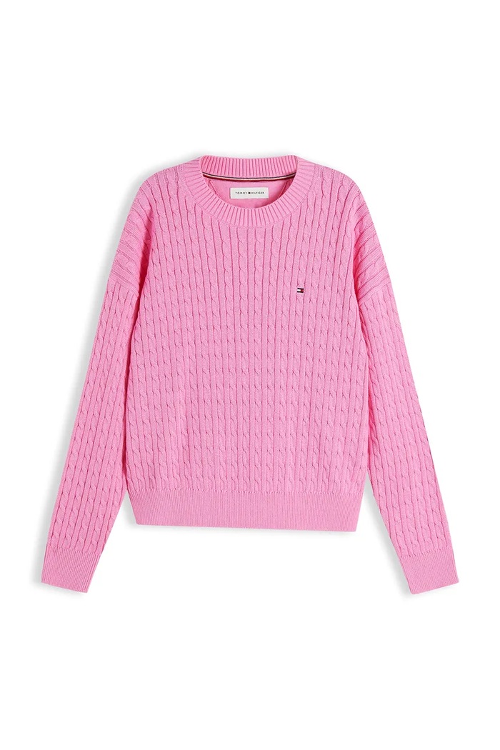 Tommy Hilfiger sweter dziecięcy bawełniany KG0KG08848.9BY2 różowy AW26