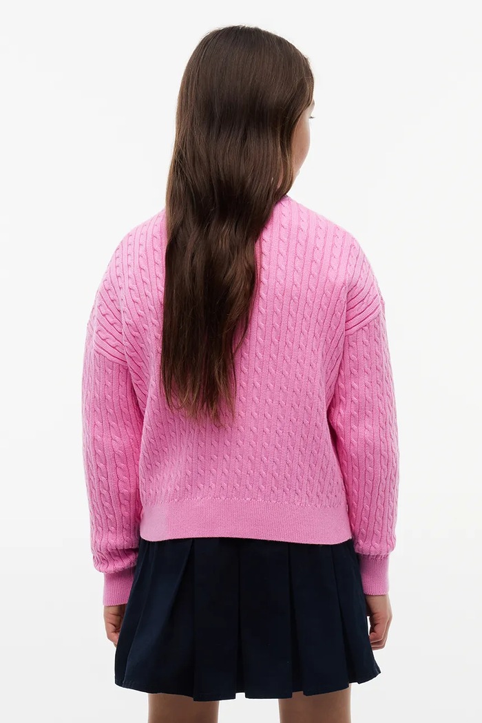 Dziewczynka Tommy Hilfiger sweter dziecięcy bawełniany KG0KG08848.9BY2 różowy