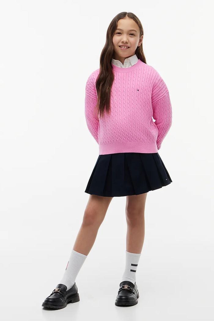 Tommy Hilfiger sweter dziecięcy bawełniany różowy KG0KG08848.9BY2
