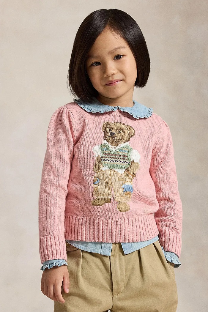 Polo Ralph Lauren pulover za djecu od pamuka roza 312B17822001