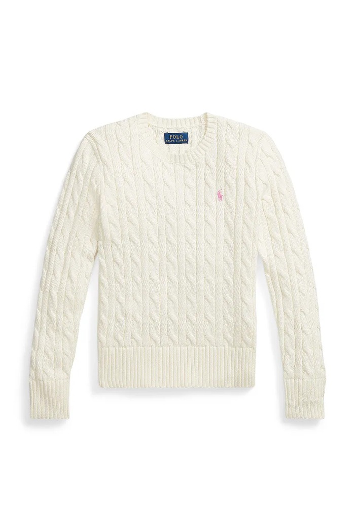 Polo Ralph Lauren pulover pentru copii, din bumbac alb 313901316011