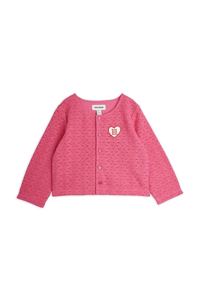 Mini Rodini kardigán detský bavlnený Lace patch 26620101 ružová AW26