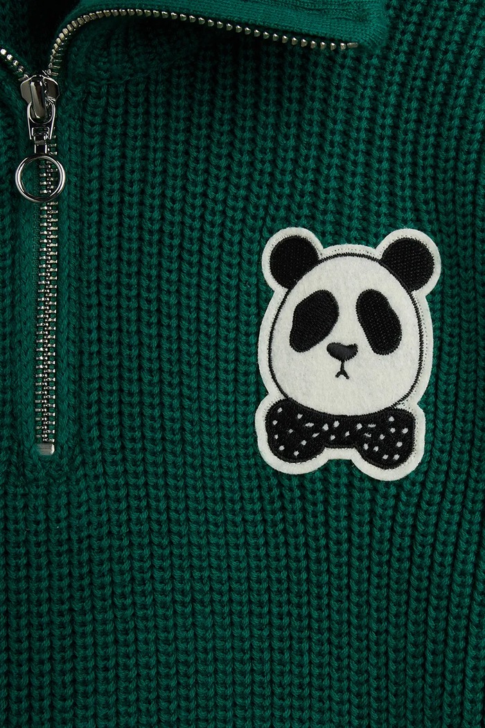 Sweter dziecięcy bawełniany Panda Mini Rodini zielony 26720161