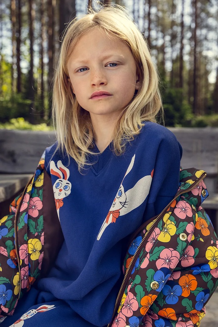 Bluza dziecięca bawełniana Rabbits Mini Rodini niebieski 26720101