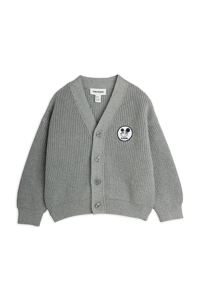 Mini Rodini kardigan dziecięcy bawełniany 26720162 szary AW26