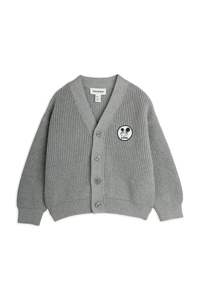 Mini Rodini kardigan dziecięcy bawełniany 26720162 szary AW26
