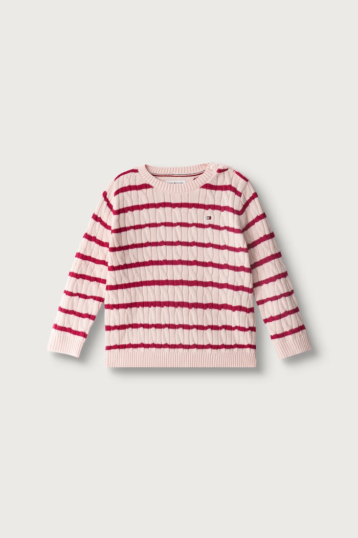 Tommy Hilfiger Sweter niemowlęcy bawełniany różowy KN0KN02089.9BY2