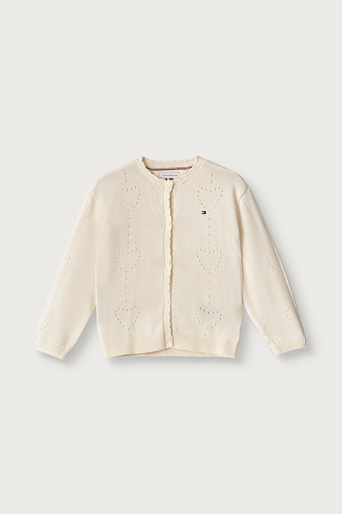 Tommy Hilfiger Sweter rozpinany niemowlęcy bawełniany beżowy KN0KN02306.9BY2