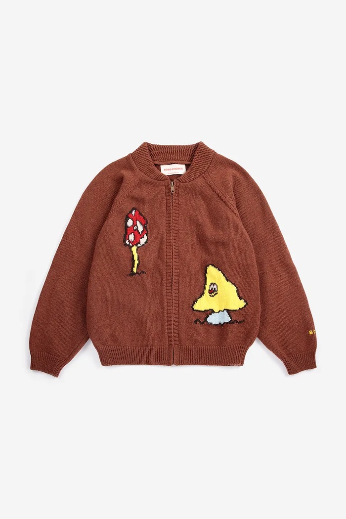 Bobo Choses Kardigán detský s prímesou vlny Mush Monster 226AC092 hnedá AW26