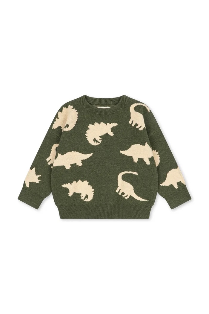 Konges Sløjd Sweter dziecięcy z dodatkiem wełny LAPIS BLOUSE WOOL zielony KS106093.9BY2