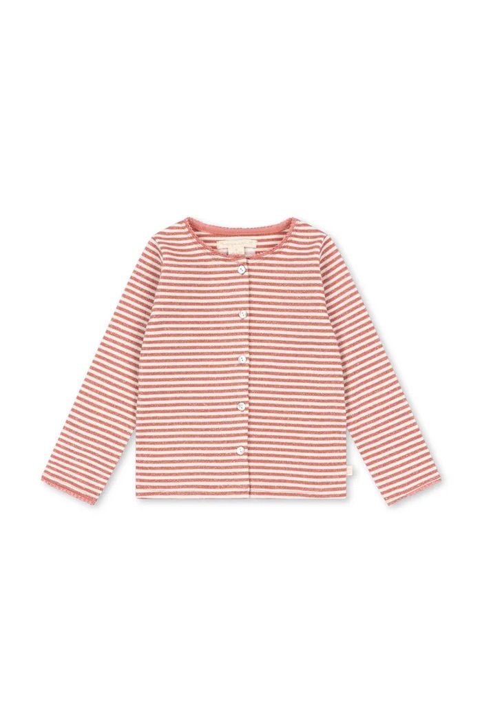 Konges Sløjd Kardigan dziecięcy z bawełną ROLI STRIPE CARDIGAN OCS różowy KS107377.9BY2