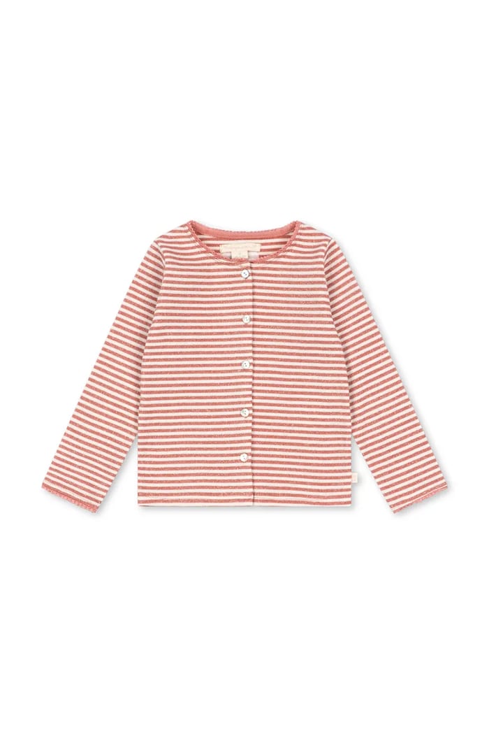 Konges Sløjd Kardigan dziecięcy z bawełną ROLI STRIPE CARDIGAN OCS różowy KS107377.9BY2
