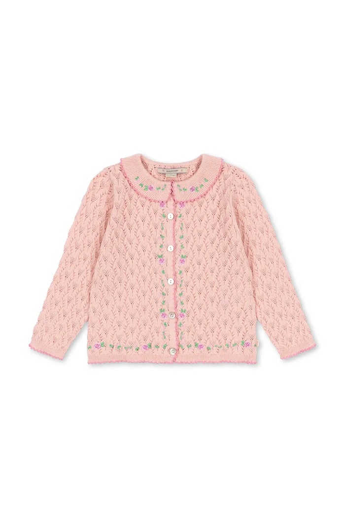 Konges Sløjd Kardigan dziecięcy z bawełną ROSIER CARDIGAN KS106224.9BY2 różowy AW26