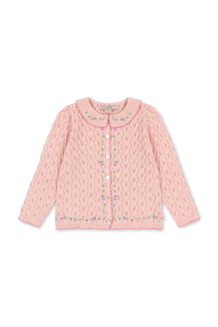 Konges Sløjd Kardigan dziecięcy z bawełną ROSIER CARDIGAN KS106224.9BY2 różowy AW26