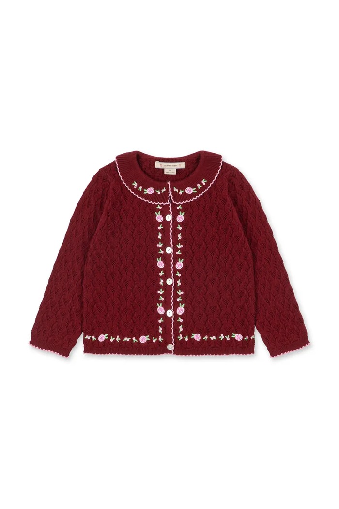 Konges Sløjd Kardigan dziecięcy z bawełną ROSIER CARDIGAN KS106224.9BY2 bordowy AW26