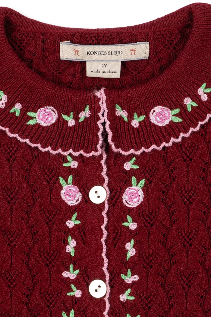 Kardigan dziecięcy z bawełną ROSIER CARDIGAN Konges Sløjd KS106224.9BY2 bordowy