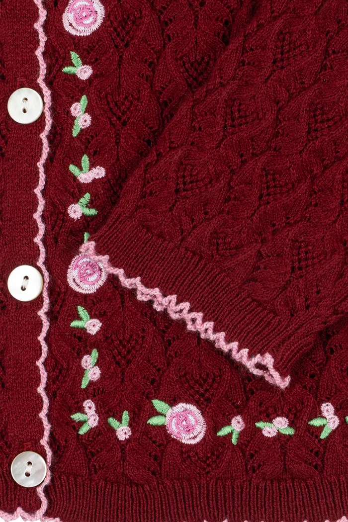 Kardigan dziecięcy z bawełną ROSIER CARDIGAN Konges Sløjd bordowy KS106224.9BY2