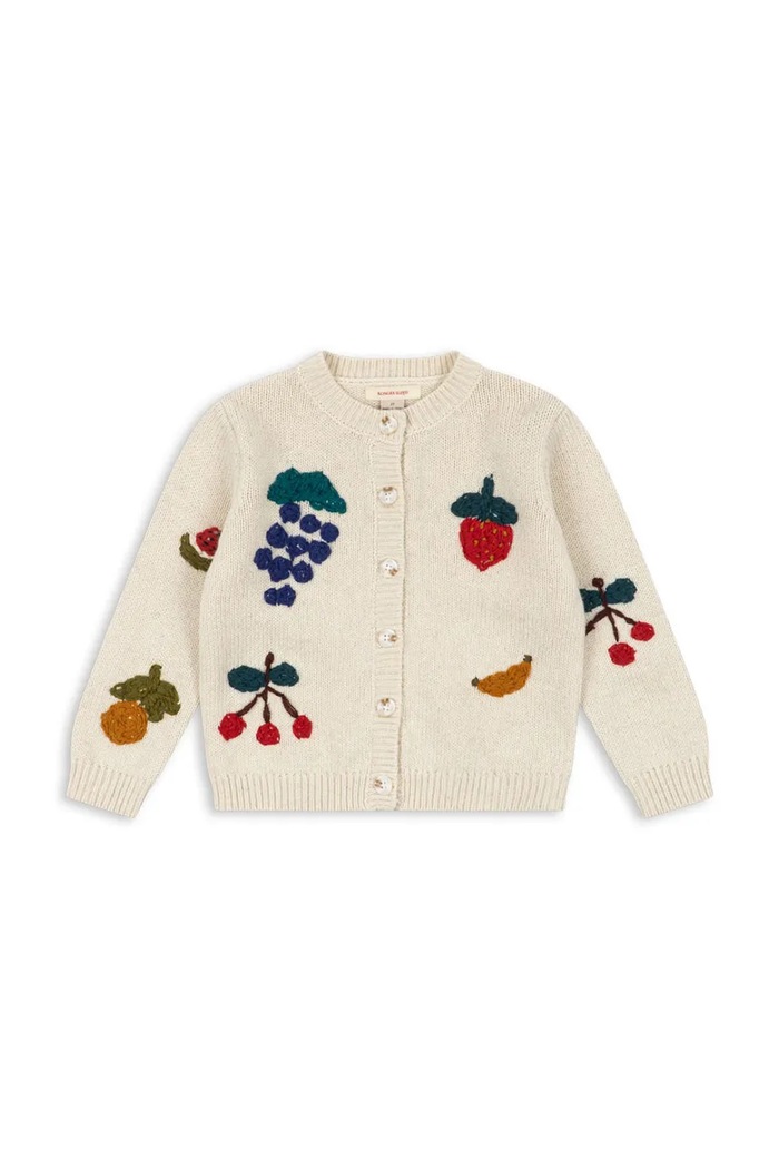 Konges Sløjd Kardigan za djecu s vunom FRUITY CARDIGAN KS106029.9BY2 bež AW26