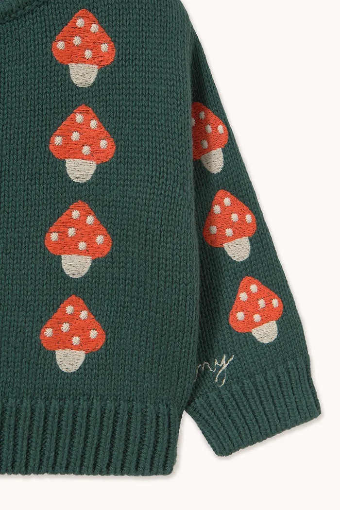 CHLAPEC Tinycottons kardigan dětský bavlněný MINI MUSHROOMS BABY CARDIGAN AW26.103 zelená