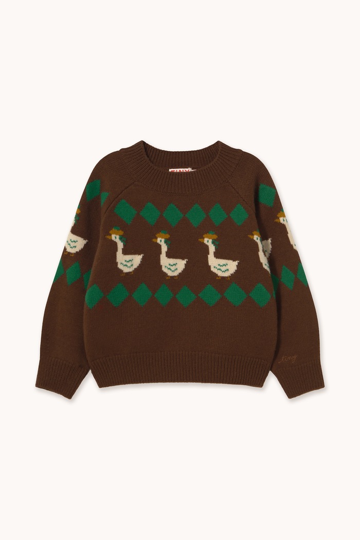 Tinycottons Sweter dziecięcy wełniany GREEN GEESE SWEATER AW26.145 brązowy AW26
