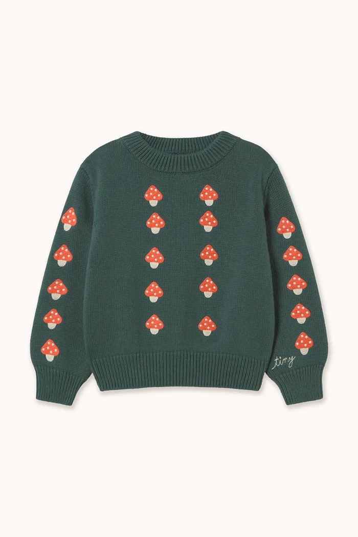 Tinycottons svetr dětský bavlněný MINI MUSHROOMS SWEATER AW26.101 zelená AW26