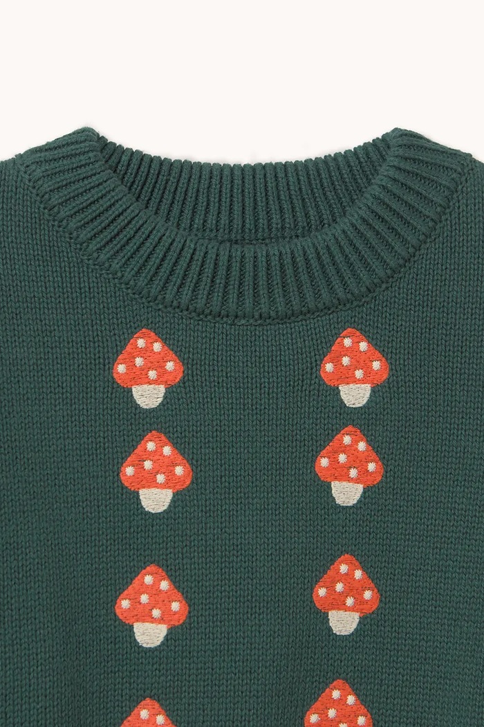 Tinycottons svetr dětský bavlněný MINI MUSHROOMS SWEATER zelená AW26.101