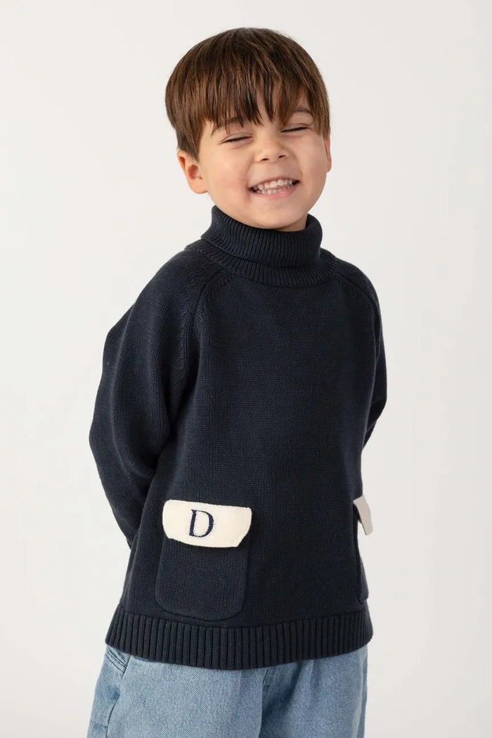 Donsje Golf dziecięcy bawełniany Stenn Sweater granatowy 4128900