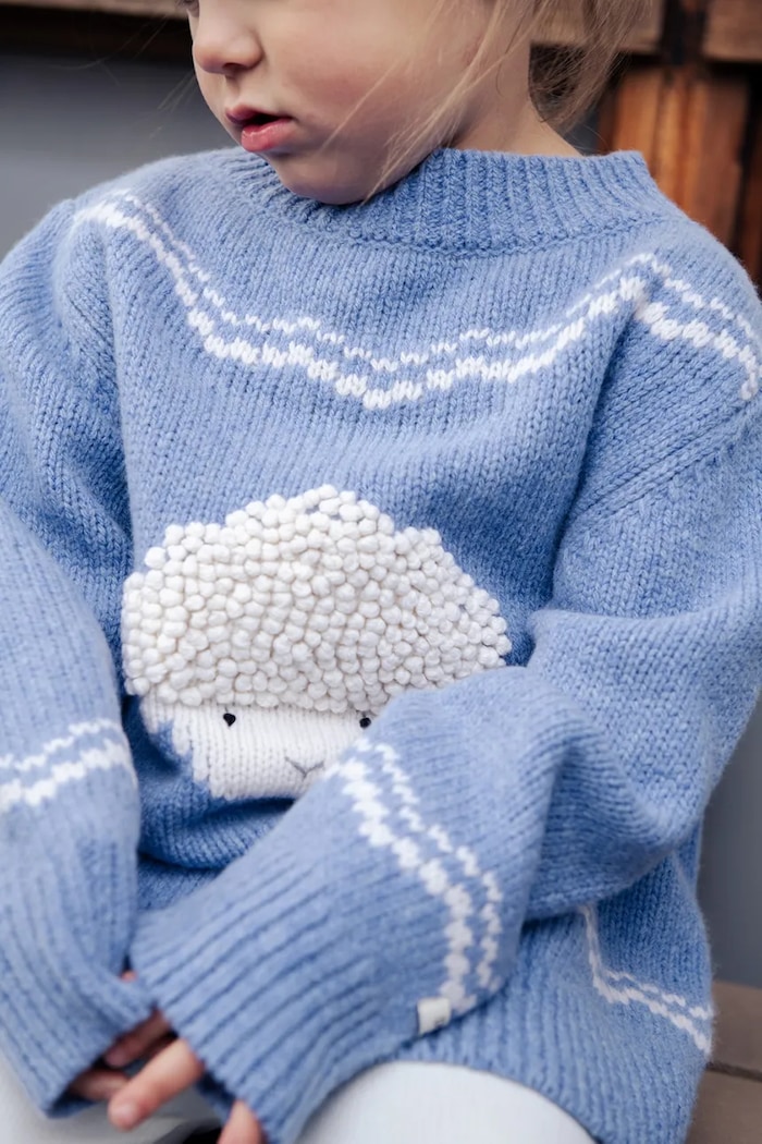 Donsje Sweter niemowlęcy z wełny merino Selwyn Merino Wool Sweater Lammy niebieski 4128601