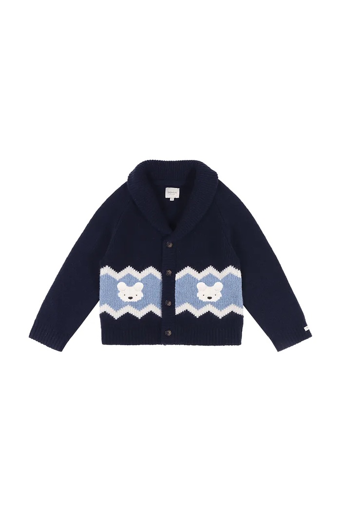 Donsje Кардиган для детей из мериносовой шерсти Kwinten Merino Wool Cardigan Polar Bears 4121301 тёмно-синий AW26