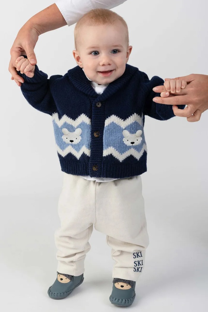 Donsje Жилетка за деца от мериносова вълна Kwinten Merino Wool Cardigan Polar Bears 4121301