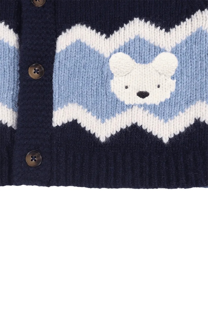 Chłopiec Donsje Kardigan dziecięcy z wełny merino Kwinten Merino Wool Cardigan Polar Bears 4121301 granatowy