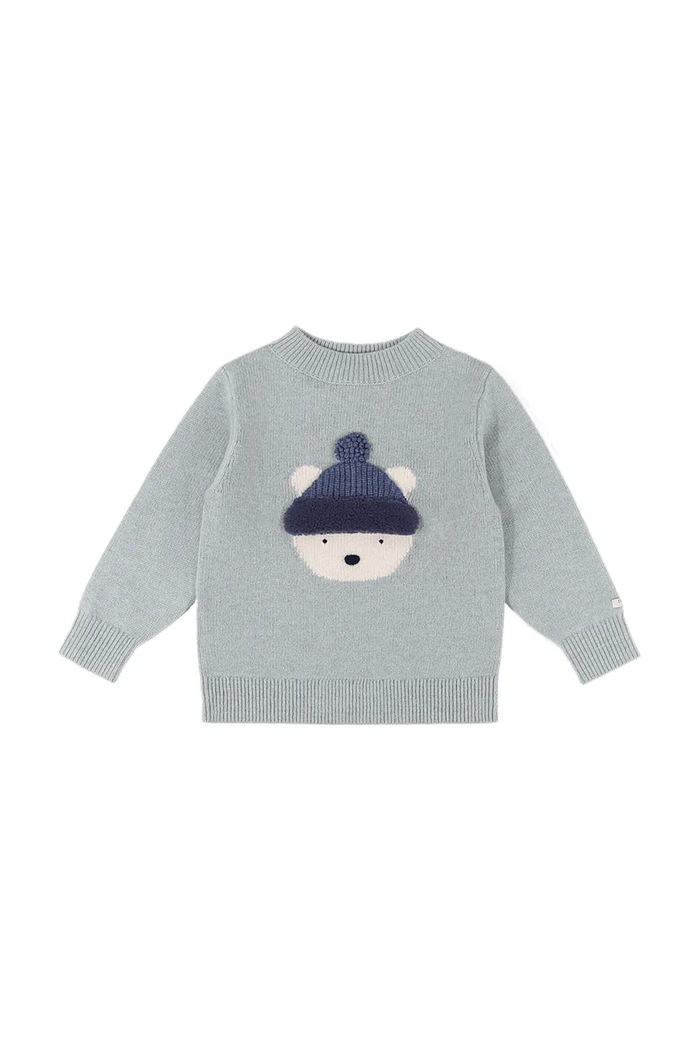 Donsje Sweter dziecięcy z wełny merino Polar Bear niebieski 4083508.98.128