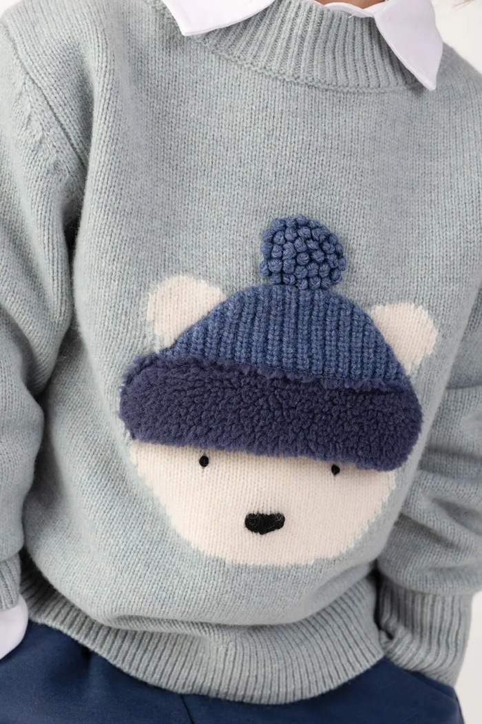 Donsje Pulover pentru copii din lână merino Denn Merino Wool Sweater Polar Bear 4083508.98.128