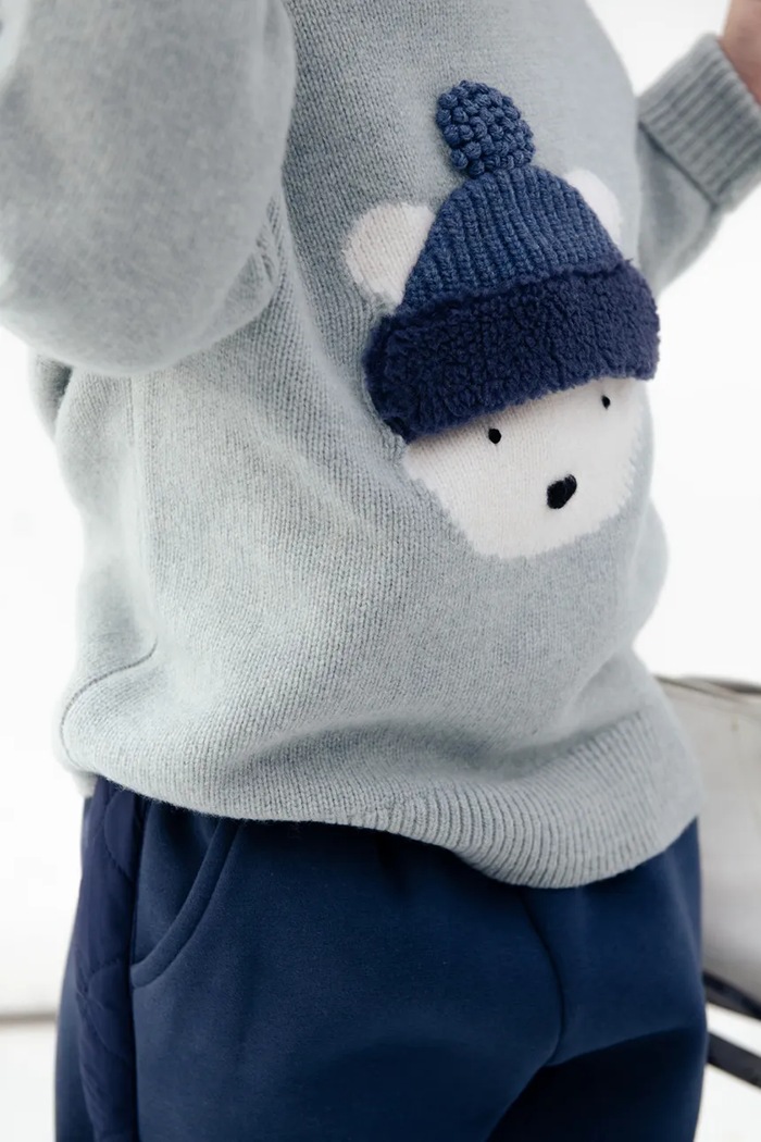 Donsje Pulover pentru copii din lână merino Denn Merino Wool Sweater Polar Bear 4083508.98.128