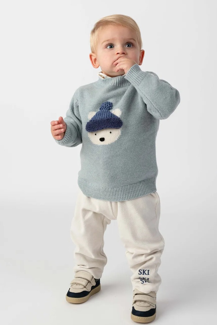 Donsje Пуловер за деца от мериносова вълна Denn Merino Wool Sweater Polar Bear син 4083508.74.92