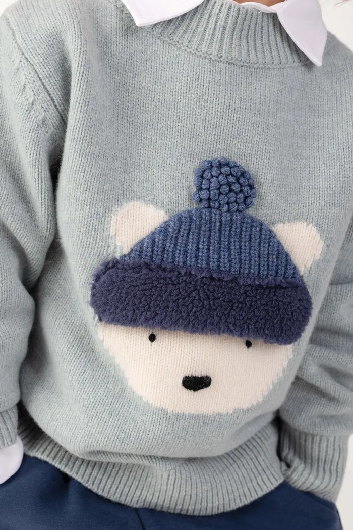 Donsje Пуловер за деца от мериносова вълна Denn Merino Wool Sweater Polar Bear 4083508.74.92