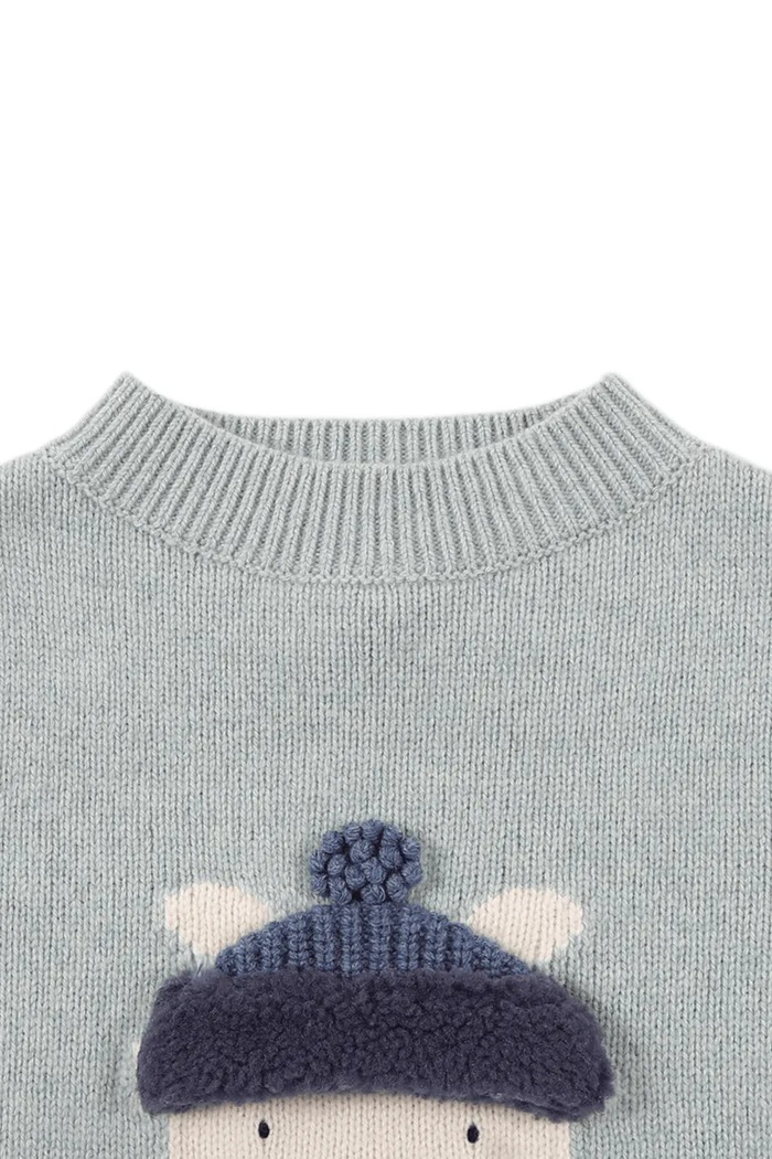 Пуловер за деца от мериносова вълна Denn Merino Wool Sweater Polar Bear Donsje 4083508.74.92 син